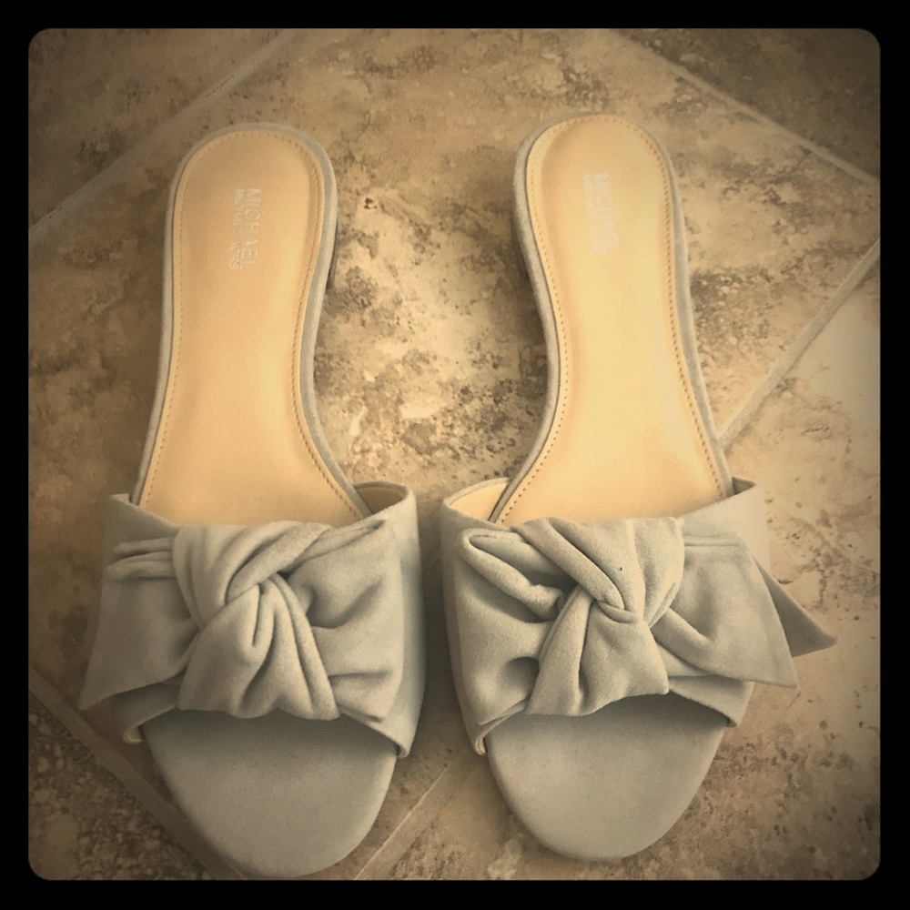 Michael Kors Grey Suede Slides Size 8.5